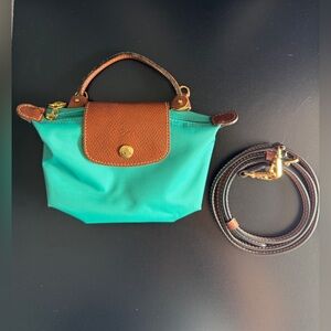 Longchamp Le Pliage Original Mini Pouch and Adjustable Removable Crossbody Strap